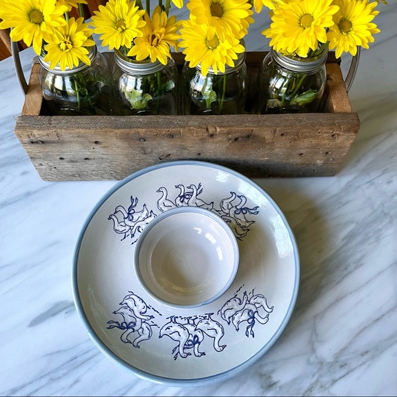 Louisville Stoneware•VINTAGE and LIKE NEW•Gaggle of Geese•Chip/Dip Platter+Bowl - Picture 10 of 15